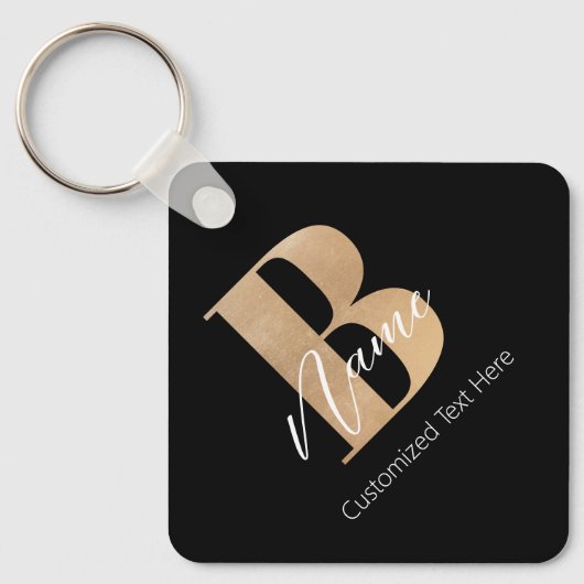 Modern Monogrammed Initiaal B & Naam Gepersonalise Sleutelhanger (Voorkant)