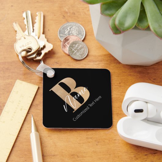 Modern Monogrammed Initiaal B & Naam Gepersonalise Sleutelhanger (Bureau)