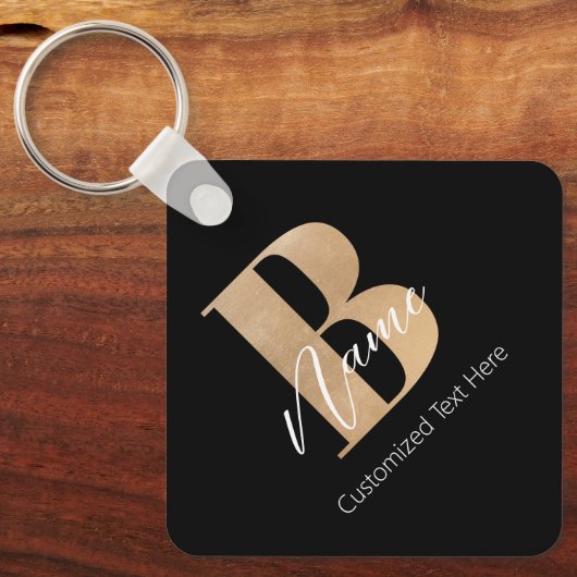 Modern Monogrammed Initiaal B & Naam Gepersonalise Sleutelhanger (Voorkant)