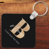 Modern Monogrammed Initiaal B & Naam Gepersonalise Sleutelhanger (Achterkant)