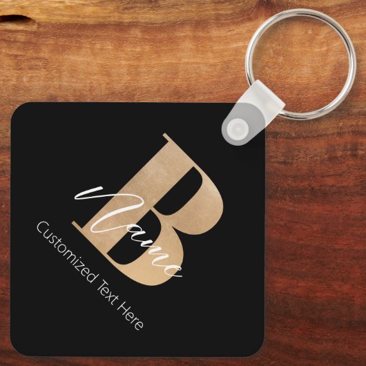 Modern Monogrammed Initiaal B & Naam Gepersonalise Sleutelhanger (Achterkant)