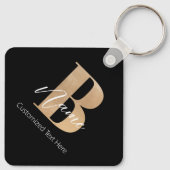 Modern Monogrammed Initiaal B & Naam Gepersonalise Sleutelhanger (Achterkant)