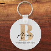 Modern Monogrammed Initiaal B & Naam Gepersonalise Sleutelhanger (Achterkant)