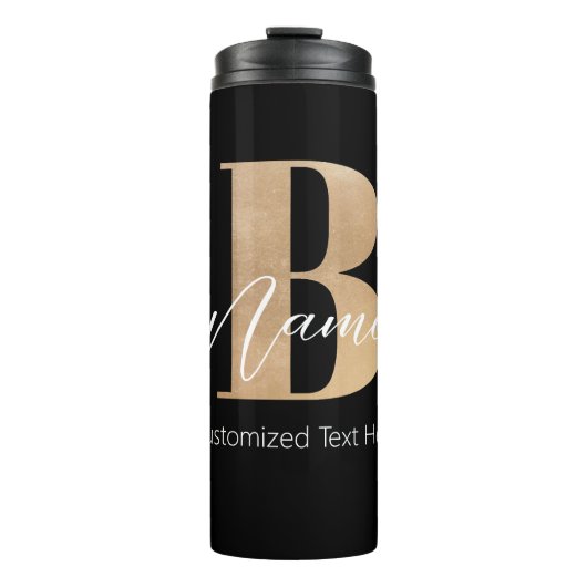 Modern Monogrammed Initiaal B & Naam Gepersonalise Thermosbeker (Voorkant)