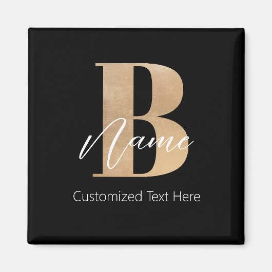 Modern Monogrammed Initiaal B & Naam Persoonlijk Magneet (Voorkant)