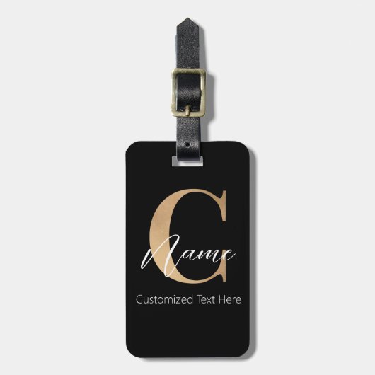 Modern Monogrammed Initiaal C & Naam Gepersonalise Bagagelabel (Voorkant verticaal)