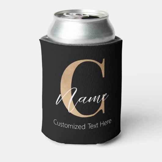 Modern Monogrammed Initiaal C & Naam Gepersonalise Blikjeskoeler (Blikje Achterkant)