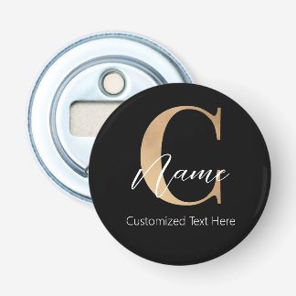 Modern Monogrammed Initiaal C & Naam Gepersonalise Button Flesopener