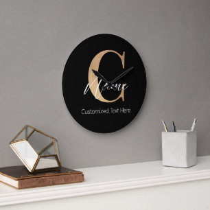 Modern Monogrammed Initiaal C & Naam Gepersonalise Grote Klok