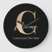 Modern Monogrammed Initiaal C & Naam Gepersonalise Grote Klok (Voorkant)
