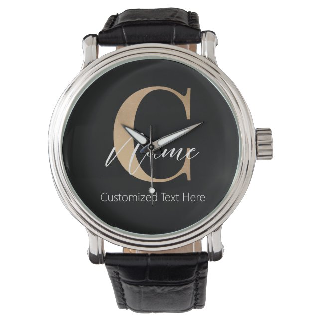 Modern Monogrammed Initiaal C & Naam Gepersonalise Horloge (Voorkant)