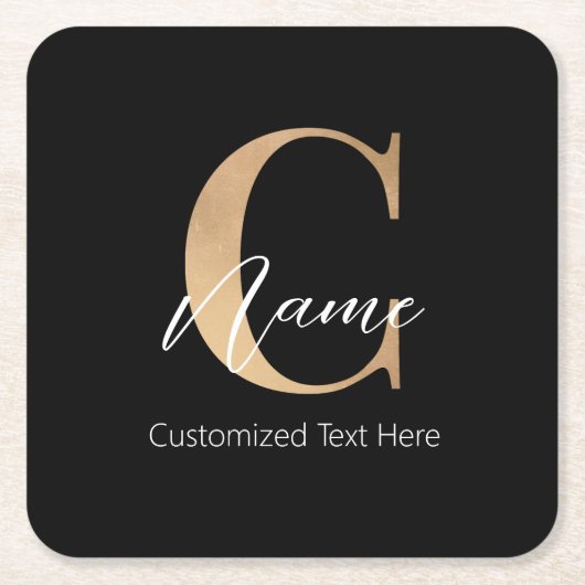 Modern Monogrammed Initiaal C & Naam Gepersonalise Kartonnen Onderzetters (Voorkant)