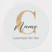 Modern Monogrammed Initiaal C & Naam Gepersonalise Labels (Design 2)