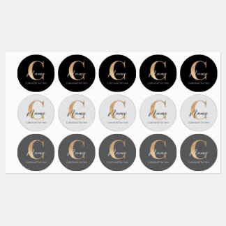 Modern Monogrammed Initiaal C & Naam Gepersonalise Labels