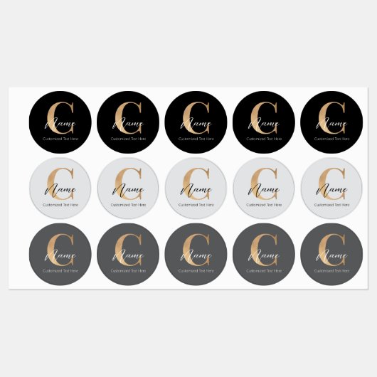 Modern Monogrammed Initiaal C & Naam Gepersonalise Labels (Vel)