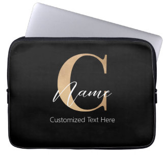 Modern Monogrammed Initiaal C & Naam Gepersonalise Laptop Sleeve