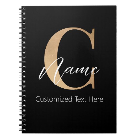 Modern Monogrammed Initiaal C & Naam Gepersonalise Notitieboek (Voorkant)