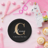 Modern Monogrammed Initiaal C & Naam Gepersonalise Papieren Bordje (Feest)
