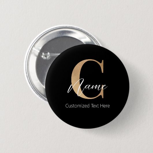 Modern Monogrammed Initiaal C & Naam Gepersonalise Ronde Button 5,7 Cm (Voorkant /achterkant)