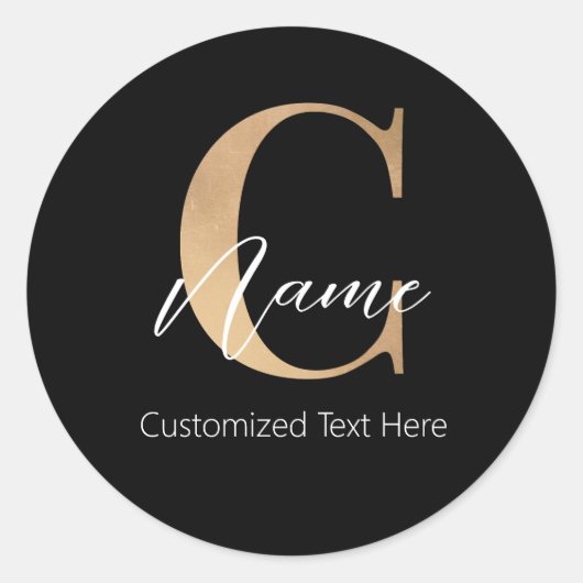 Modern Monogrammed Initiaal C & Naam Gepersonalise Ronde Sticker (Voorkant)