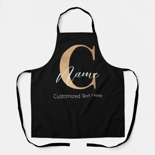 Modern Monogrammed Initiaal C & Naam Gepersonalise Schort (Voorkant)
