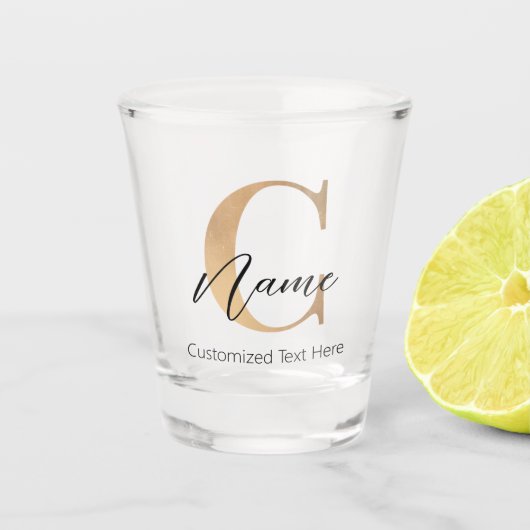 Modern Monogrammed Initiaal C & Naam Gepersonalise Shot Glas (Voorkant)