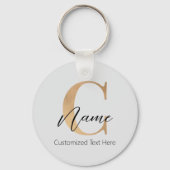 Modern Monogrammed Initiaal C & Naam Gepersonalise Sleutelhanger (Voorkant)