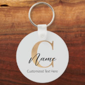 Modern Monogrammed Initiaal C & Naam Gepersonalise Sleutelhanger (Voorkant)