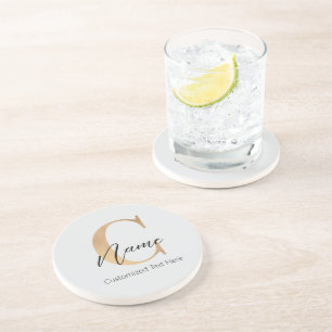Modern Monogrammed Initiaal C & Naam Gepersonalise Zandsteen Onderzetter