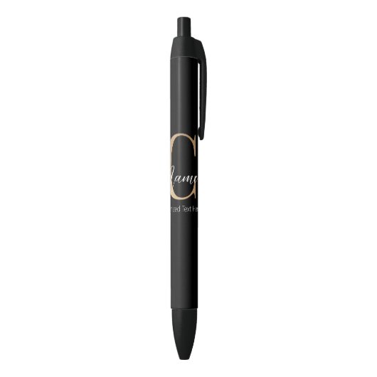 Modern Monogrammed Initiaal C & Naam Gepersonalise Zwarte Inkt Pen (Achterkant (Verticaal))