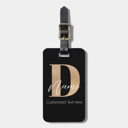 Modern Monogrammed Initiaal D & Naam Gepersonalise Bagagelabel (Voorkant verticaal)