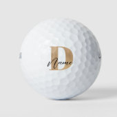 Modern Monogrammed Initiaal D & Naam Gepersonalise Golfballen (Voorkant)