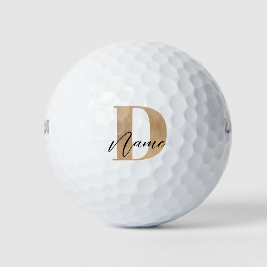 Modern Monogrammed Initiaal D & Naam Gepersonalise Golfballen (Voorkant)
