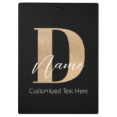 Modern Monogrammed Initiaal D & Naam Gepersonalise Klembord (Achterkant)