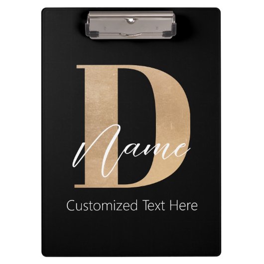 Modern Monogrammed Initiaal D & Naam Gepersonalise Klembord (Voorkant)