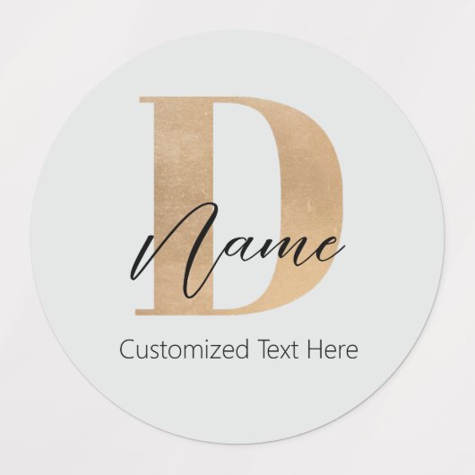 Modern Monogrammed Initiaal D & Naam Gepersonalise Labels (Design 2)