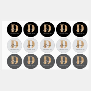 Modern Monogrammed Initiaal D & Naam Gepersonalise Labels