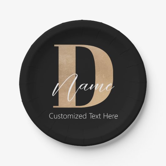 Modern Monogrammed Initiaal D & Naam Gepersonalise Papieren Bordje (Voorkant)