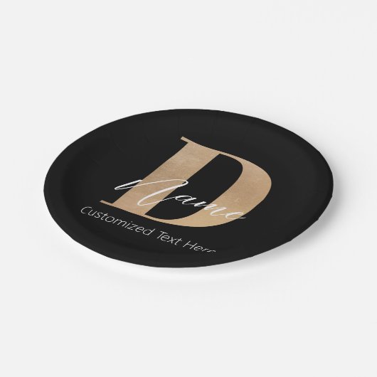 Modern Monogrammed Initiaal D & Naam Gepersonalise Papieren Bordje (Gekanteld)