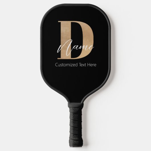Modern Monogrammed Initiaal D & Naam Gepersonalise Pickleball Paddle (Voorkant)