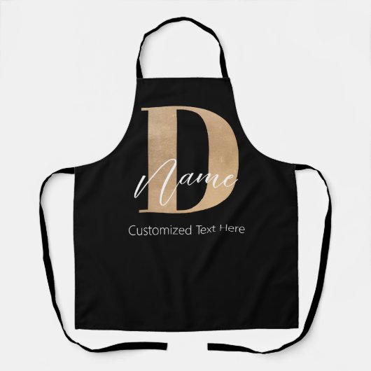 Modern Monogrammed Initiaal D & Naam Gepersonalise Schort (Voorkant)