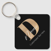 Modern Monogrammed Initiaal D & Naam Gepersonalise Sleutelhanger (Voorkant)