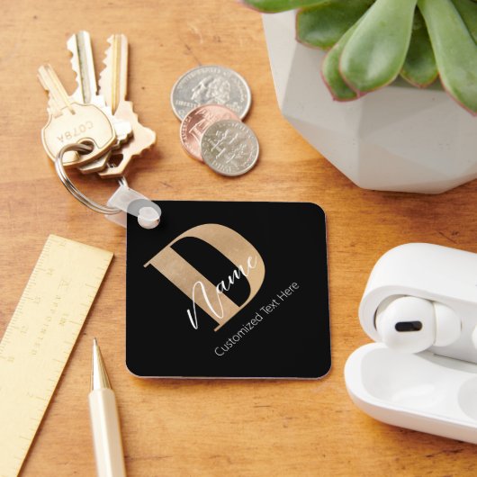 Modern Monogrammed Initiaal D & Naam Gepersonalise Sleutelhanger (Bureau)