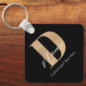 Modern Monogrammed Initiaal D & Naam Gepersonalise Sleutelhanger (Voorkant)