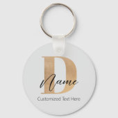 Modern Monogrammed Initiaal D & Naam Gepersonalise Sleutelhanger (Voorkant)