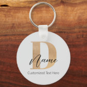 Modern Monogrammed Initiaal D & Naam Gepersonalise Sleutelhanger (Voorkant)