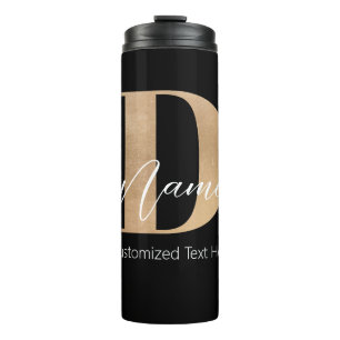 Modern Monogrammed Initiaal D & Naam Gepersonalise Thermosbeker