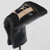 Modern Monogrammed Initiaal E & Naam Gepersonalise Golfheadcover (3/4 voorkant)