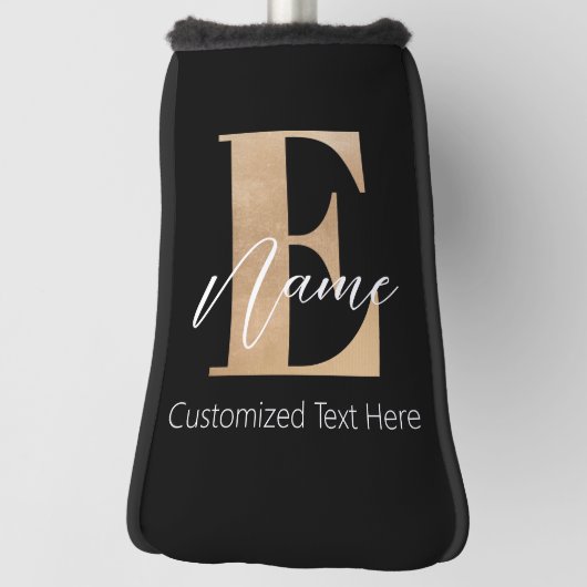 Modern Monogrammed Initiaal E & Naam Gepersonalise Golfheadcover (Draai 90)
