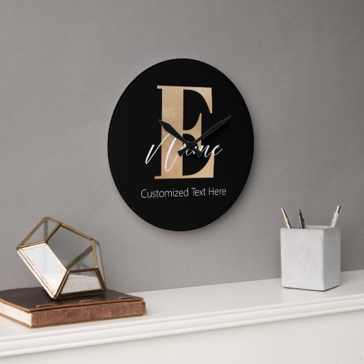 Modern Monogrammed Initiaal E & Naam Gepersonalise Grote Klok (Kantoor)